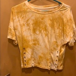 Cute yellow tie dye crop top. Silver accents.